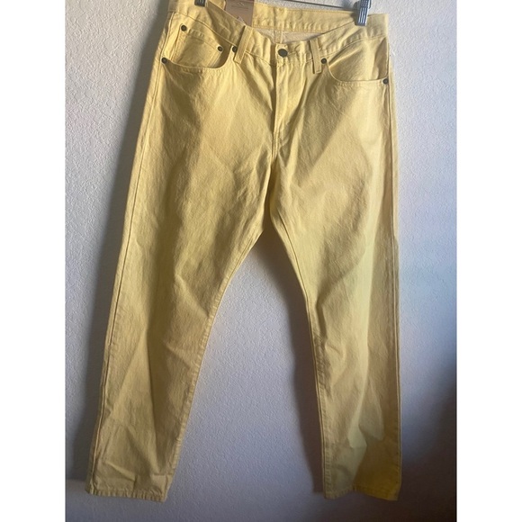 Levi’s Butter Yellow Middy Straight Mid Rise Rigid Western Preppy Jeans 30 x 30 - Picture 2 of 14